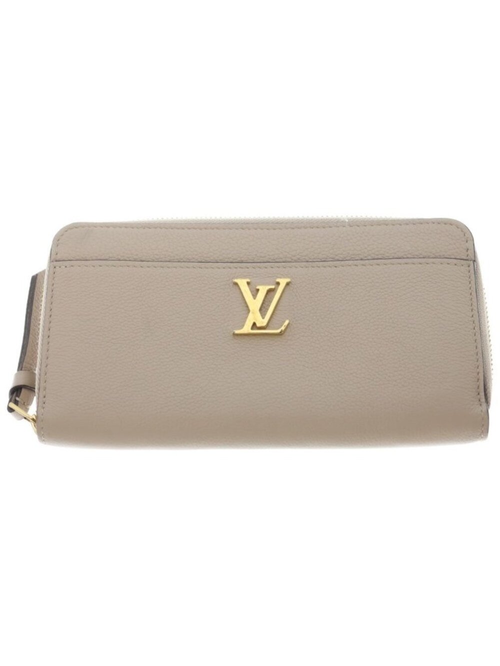 Louis Vuitton Zippy Lockme Wallet Card Case Greige Calfskin Gold